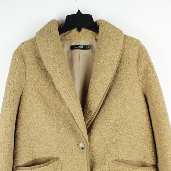 NEW LAUREN RALPH LAUREN Shawl Collar Faux Shearling Coat - Picture 5 of 12